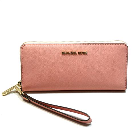 michael kors jet set travel leather continental wristlet soft pink|Michael Kors wristlet.